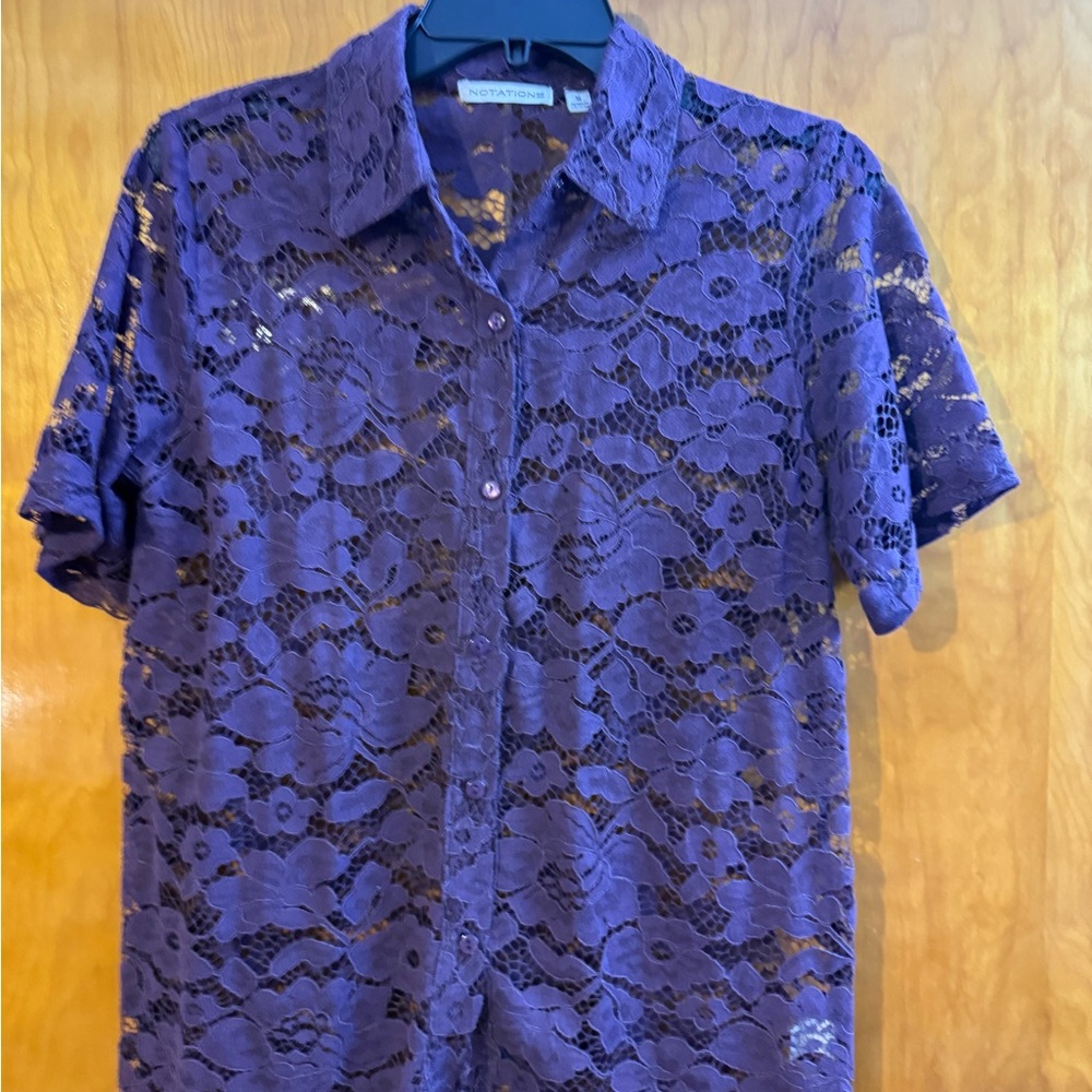 Notations Women's Purple Lace Blouse